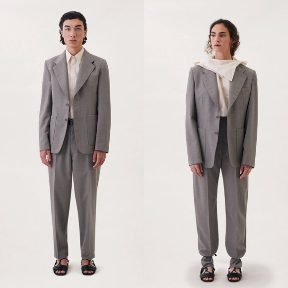 Lemaire Light Grey Thin Wool Buckleback Tapered Pants Trousers FR 48 US 32 NWOT - Picture 9 of 11